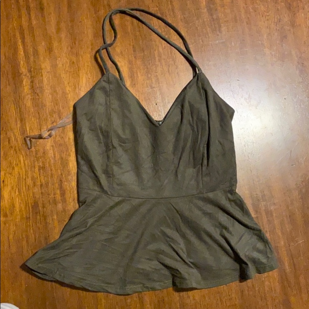Faux suede peplum top